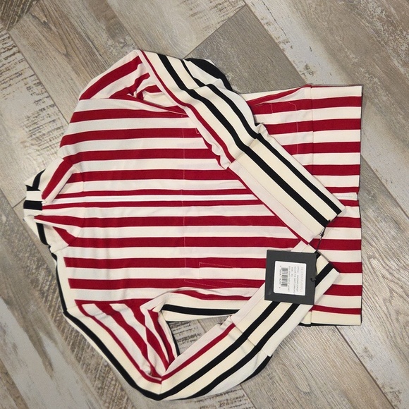 nwt! NORMA KAMALI SIDE STRIPE TURTLE JACKET in Black + Red Pinstripe Size XS/34 - Picture 7 of 12